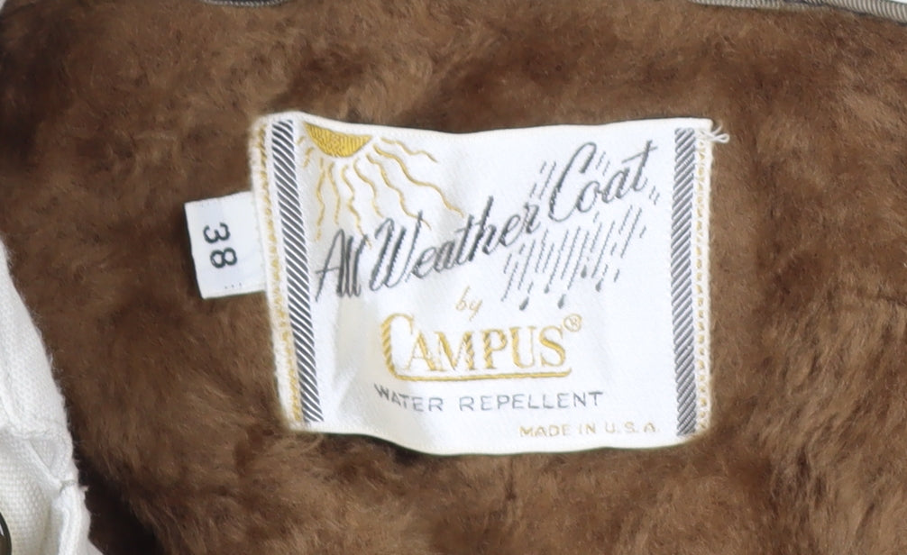 Campus Men's Beige 38 Rain Coat Water Resistant Lined Cotton Outerwear