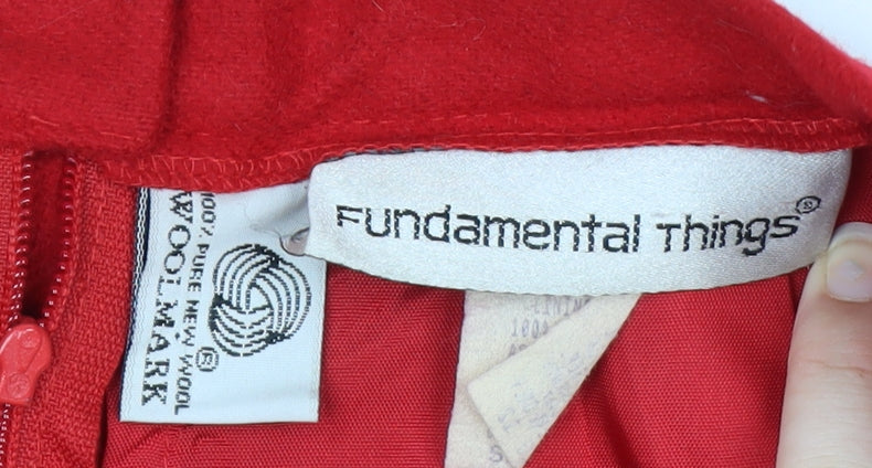 Fundamental Things Women’s Red Wool Knee Length Pencil Skirt Size 12