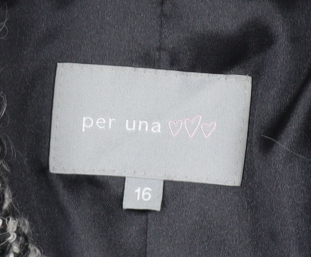 Marks & Spencer Per Una Women Grey Wool Blend Button Coat Size 16