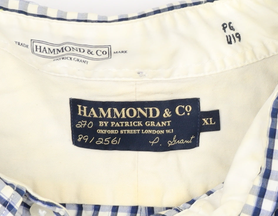 Additional view of Hammond & Co Men's Blue Check Short Sleeve Button-Up Shirt XL