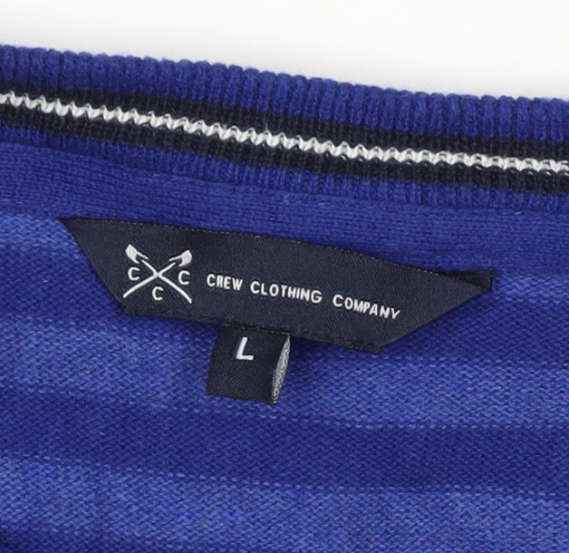 Additional view of Crew Clothing Men's Blue Striped Cotton Jumper, size L