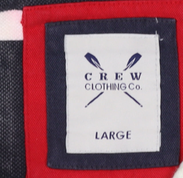 Crew Clothing Men’s Blue Striped Henley Sweatshirt Large