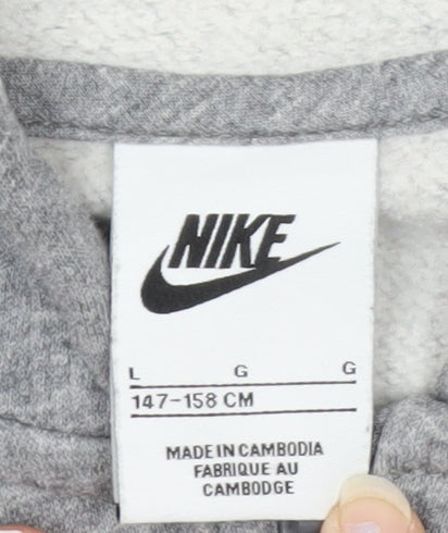 Additional view of Nike boys’ grey full zip hoodie, size 147-158cm cotton blend sportswear