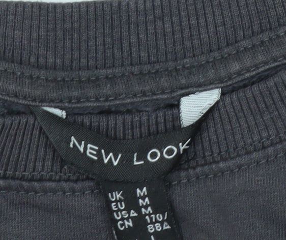 New Look Women Black Brooklyn Pullover Sweatshirt Size M Cotton Blend