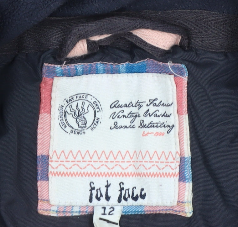 FatFace Women's Black Faux Fur Hooded Parka Jacket Size 12