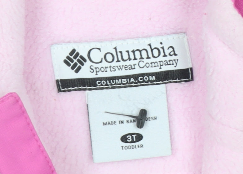 Columbia Girls Pink Floral Hooded Winter Puffer Jacket 3 Years Waterproof