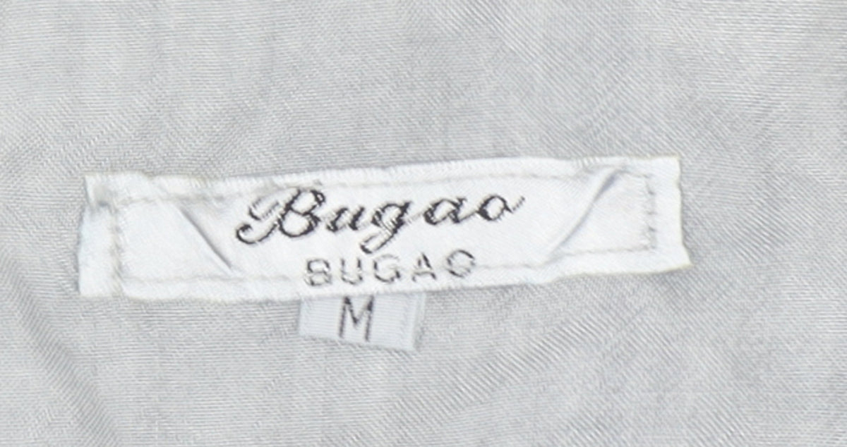 Bugao Women Grey Lace Waistcoat Vest M Sleeveless Buttoned