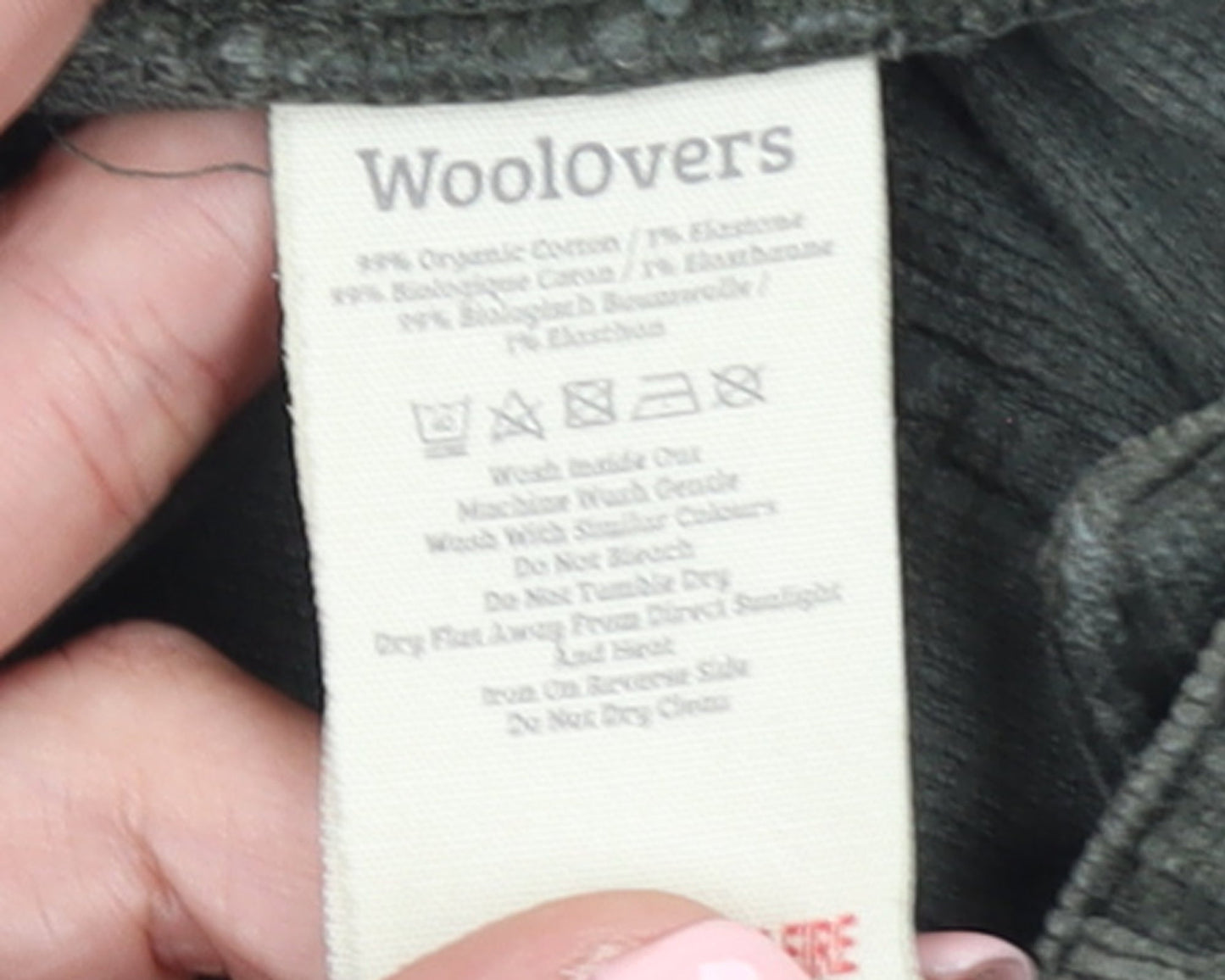 Woolovers Women’s Green Corduroy Slim Trousers UK 8S