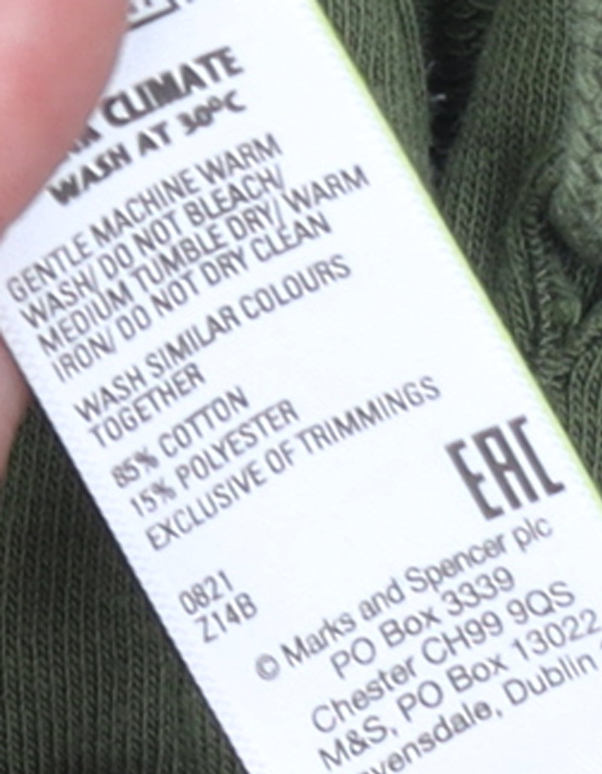 Marks & Spencer Womens Green Pullover Hoodie Size 12 Cotton Blend