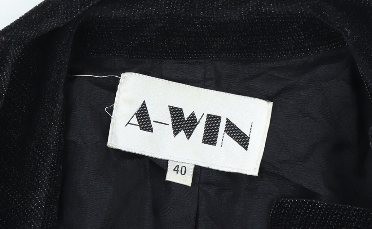 A-WIN Women's Black Velvet Single-Breasted Blazer Size 12