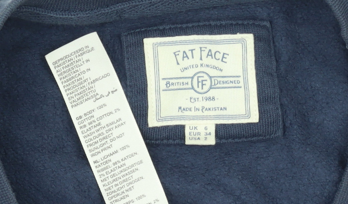 FatFace Womens Navy Weekend Graphic Cotton Sweatshirt UK 6
