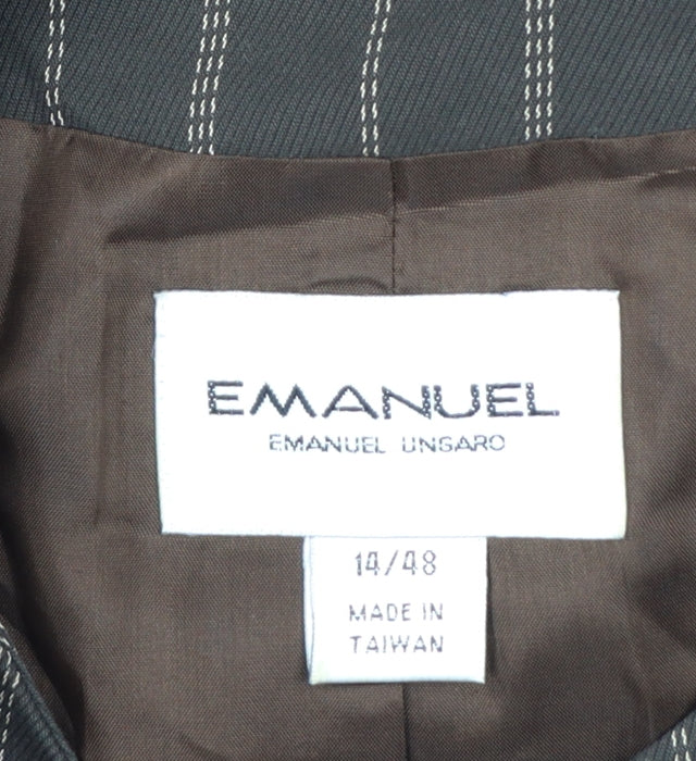 Emanuel Ungaro Brown Pinstripe Long Blazer Jacket Women's Size 14