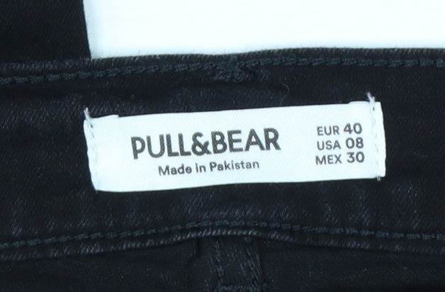 Pull&Bear Womens Black Skinny Jeans Size 12 Slim Fit Denim