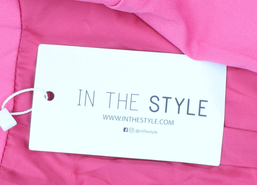 In The Style Women Pink One-Button Blazer UK 16 Polyester