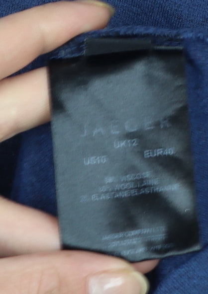 Additional view of Jaeger Women Blue, size 12, Fit & Flare Knit Dress