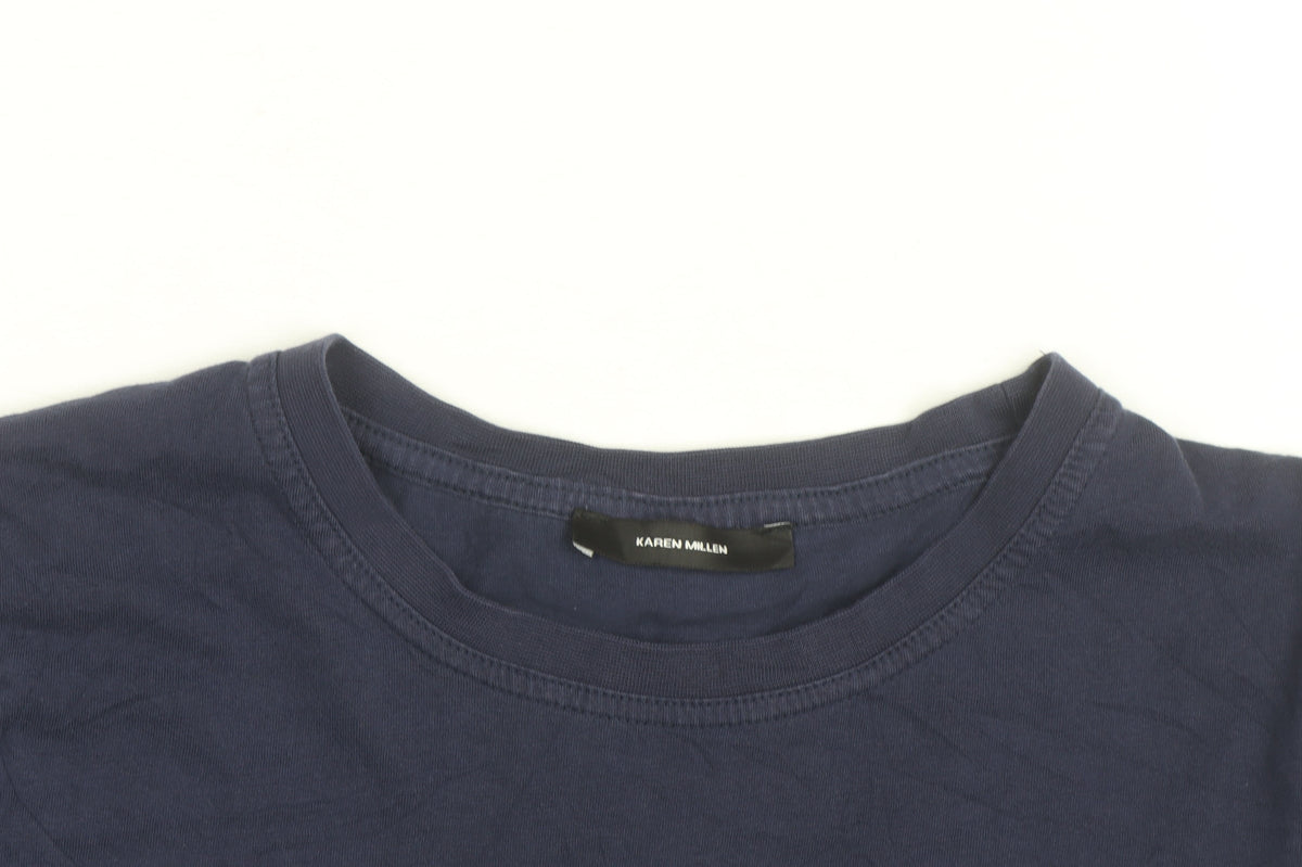 Karen Millen Women's Blue Crew Neck Short Sleeve Cotton T-Shirt M