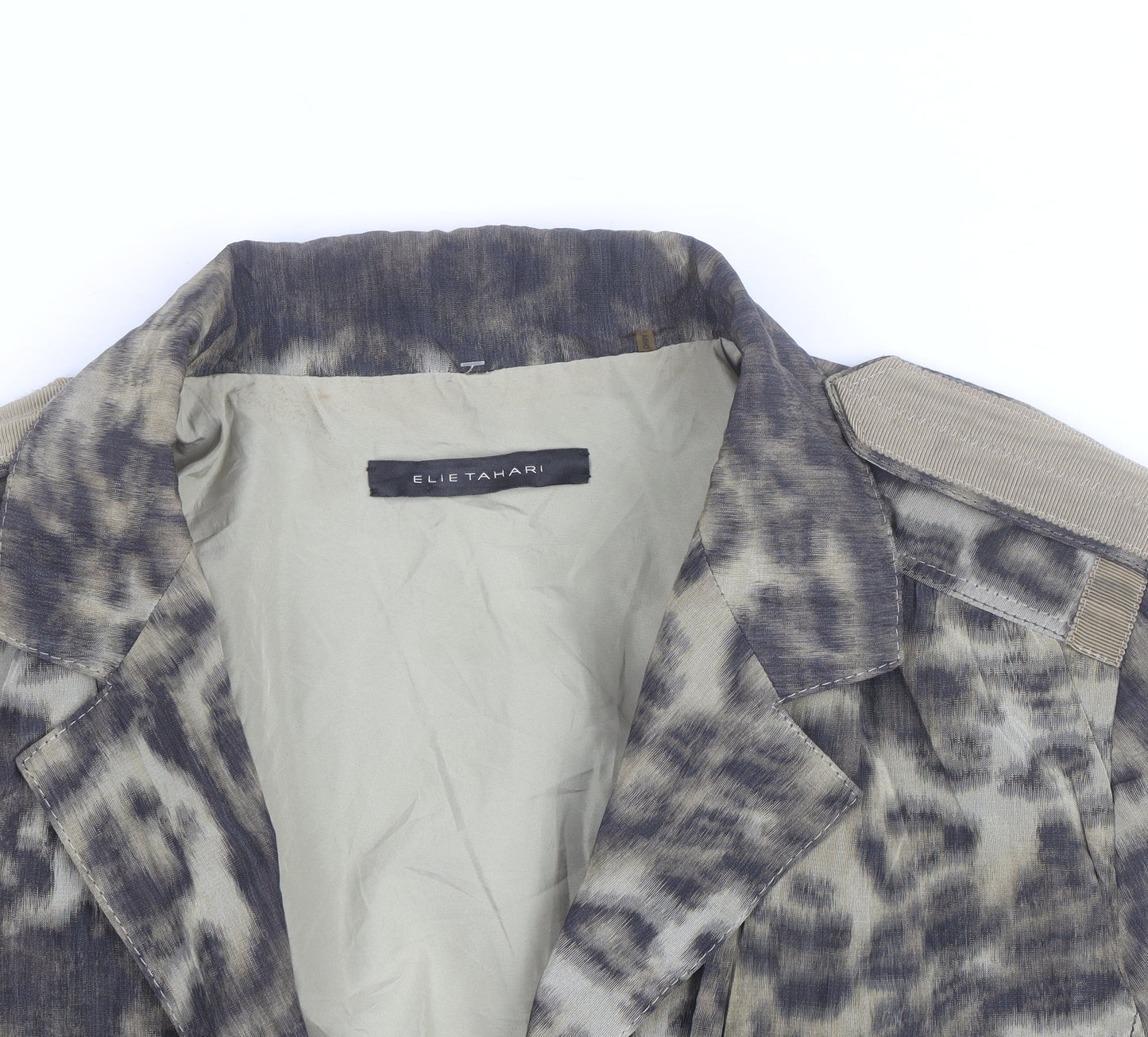 Elie Tahari Women’s Beige Animal Print Blazer Jacket Size M