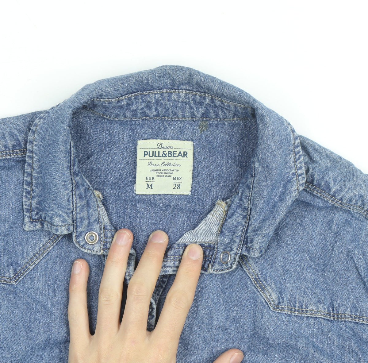 Pull&Bear Men's Blue Denim Basic Jacket Size M Cotton Casual
