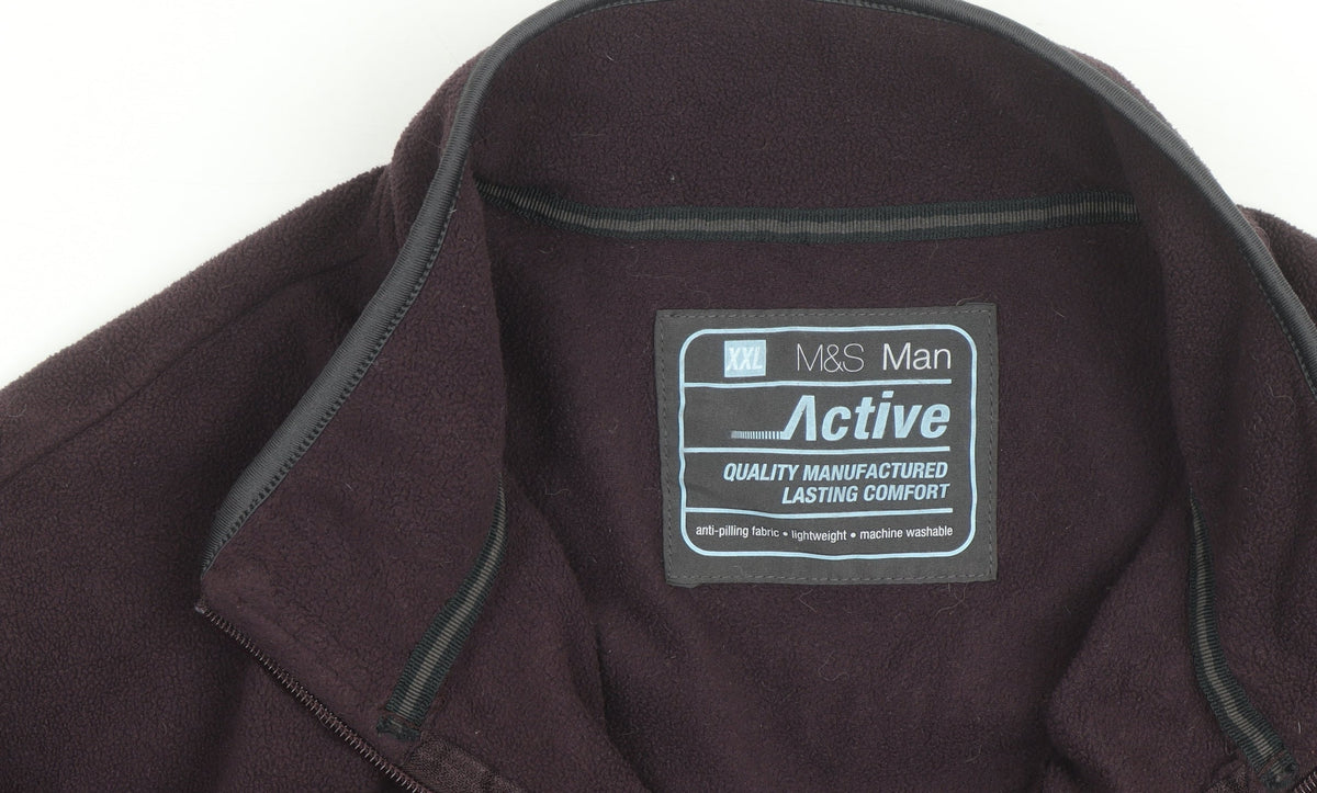 Marks & Spencer Men's Purple 2XL Fleece Full Zip Jacket