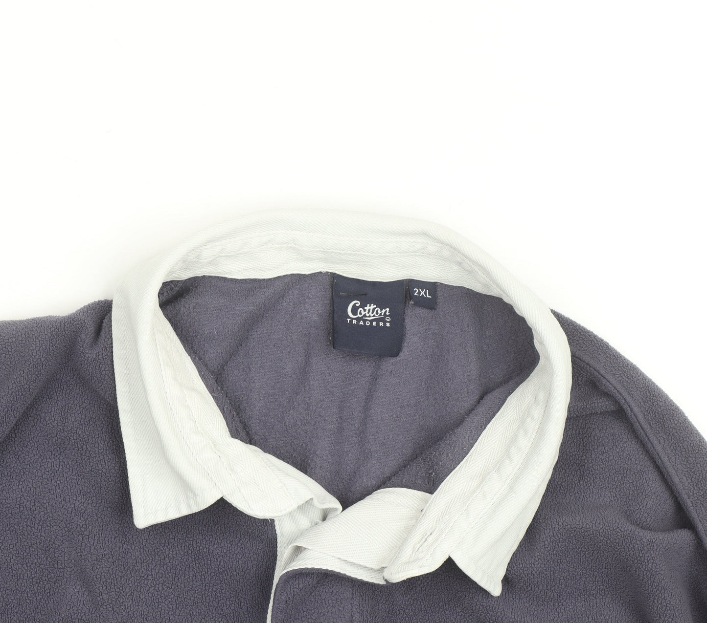 Cotton Traders Men’s Grey Collared Fleece Rugby Jumper 2XL