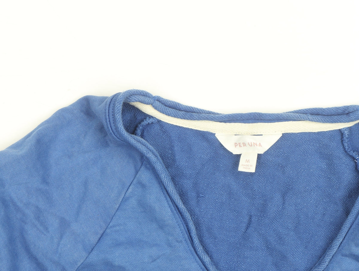Additional view of Marks & Spencer Per Una Blue Cotton Modal V-Neck Polo M