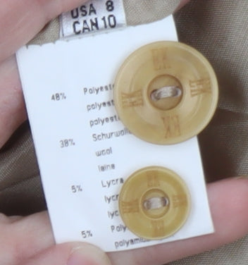 Eugen Klein Womens Beige Floral Blazer Jacket Size 12 Linen Wool Blend