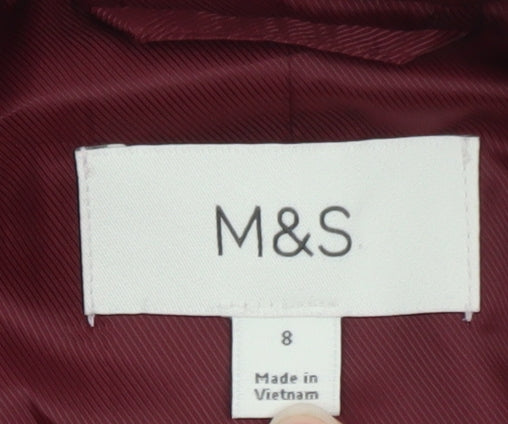 Marks & Spencer Womens Red Size 8 Single-Breasted Blazer