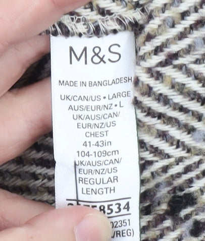 Marks and Spencer Women Beige Wool Tweed Button Jacket Size L