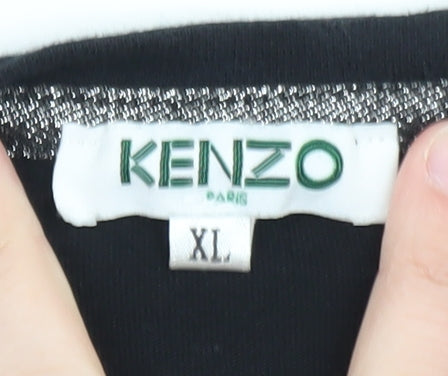 Brand and care label for Kenzo Men’s Black XL Tiger Embroidered Crew Neck Cotton T-Shirt