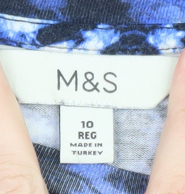 Marks & Spencer Womens Blue Tie Dye Midi A-Line Dress Size 10