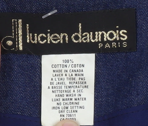 Lucien Daumois Women Blue Cotton Embroidered Blazer Size 14