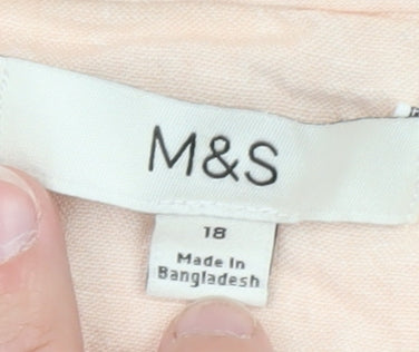 Marks & Spencer Women’s Pink Cotton Tunic Blouse Size 18 V-Neck
