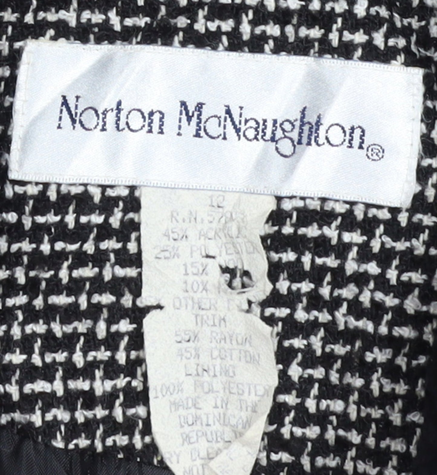 Norton McNaughton Women's Black Tweed Faux Fur Collar Blazer Size 12