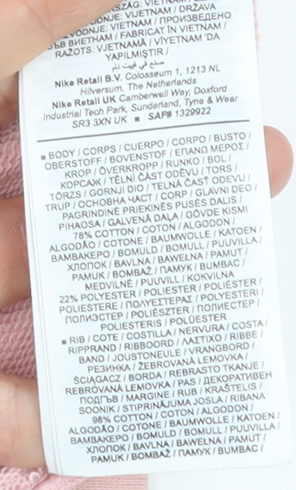 Additional view of Nike girls’ pink & navy crew neck pullover sweatshirt m 137-146cm