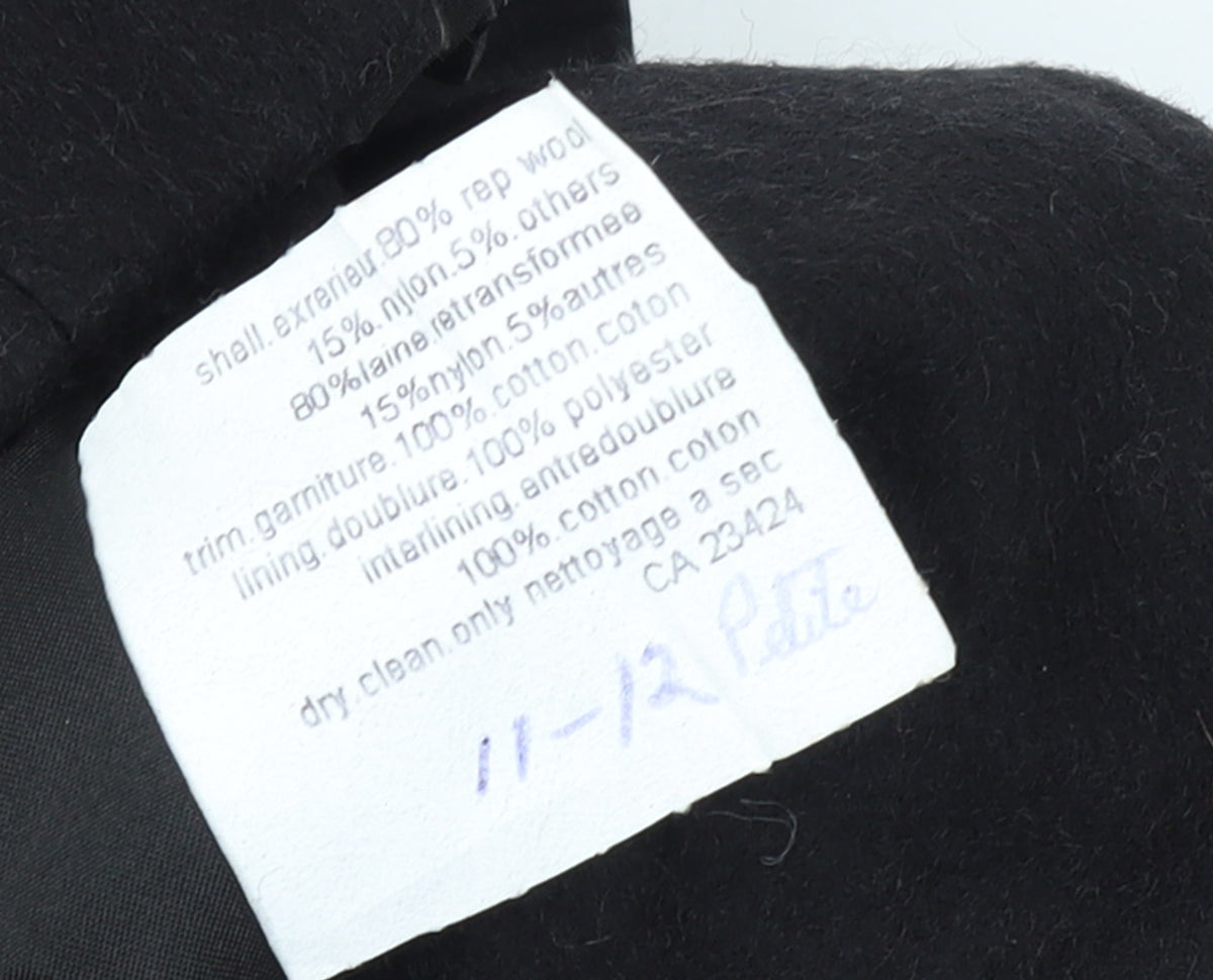 Additional view of Gallery Women’s Black Wool Long Overcoat Petite, size UK 11-12