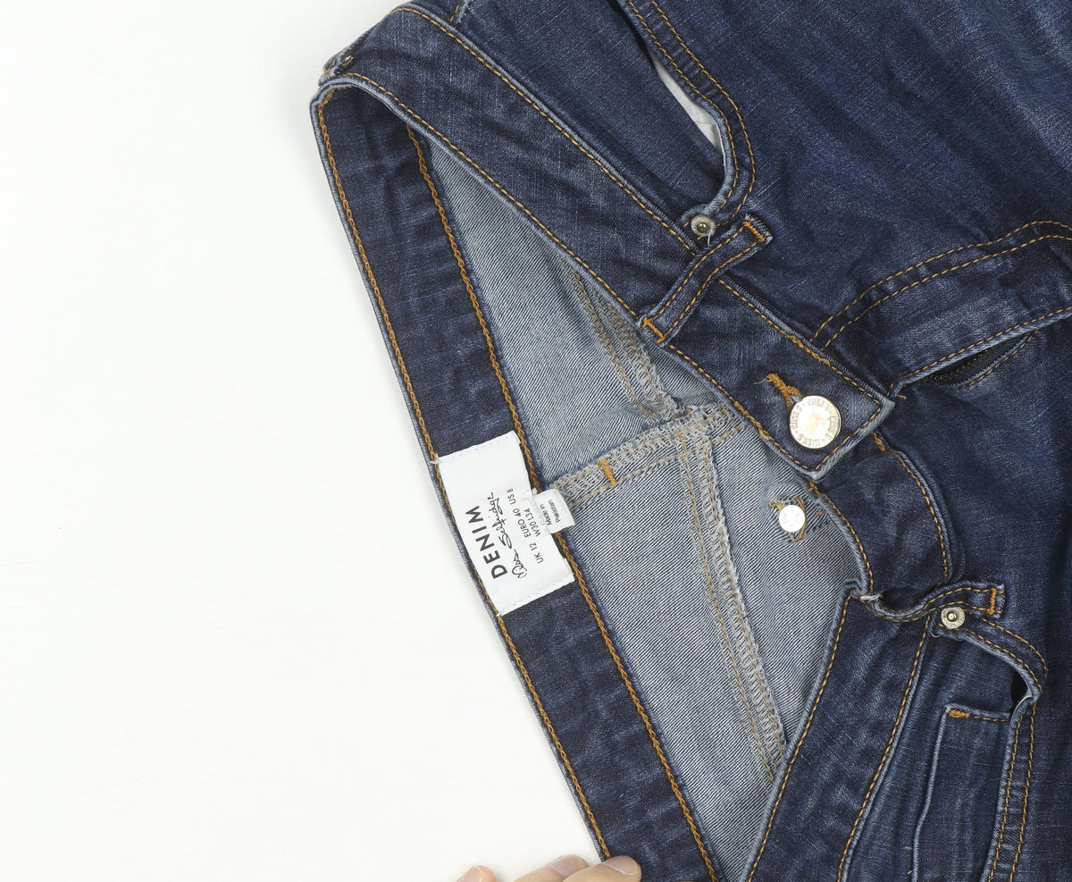 Pull&Bear Women's Blue Skinny Mid Rise Stretch Denim Jeans Size 12
