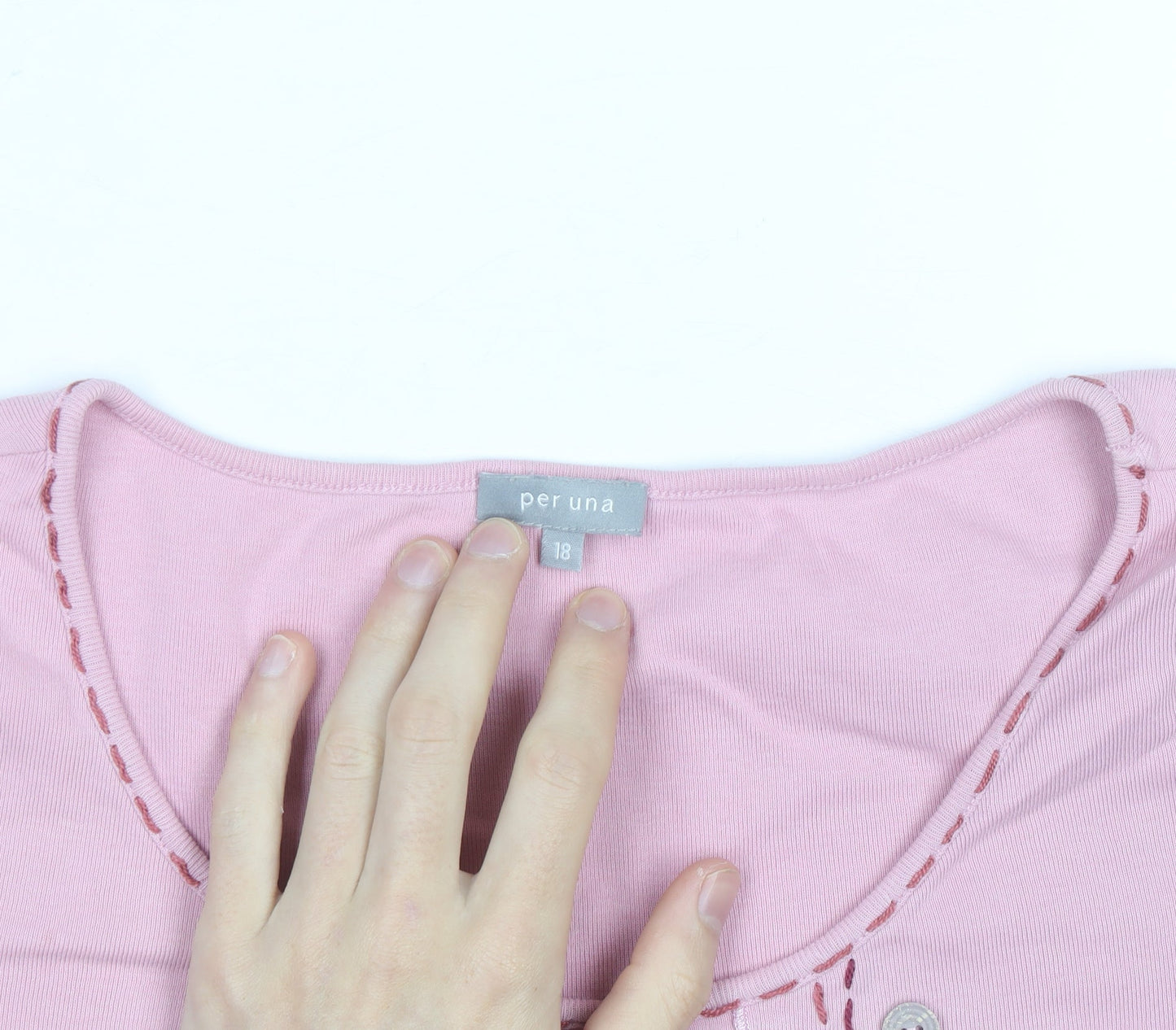 Marks and Spencer Per Una Women Pink Short Sleeve Cotton T-Shirt Size 18