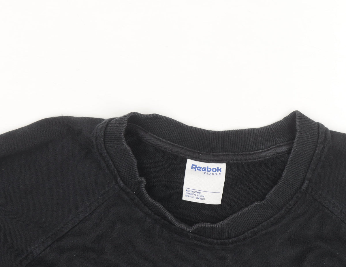 Reebok Mens Black Medium Pullover Crew Neck Logo Sweatshirt