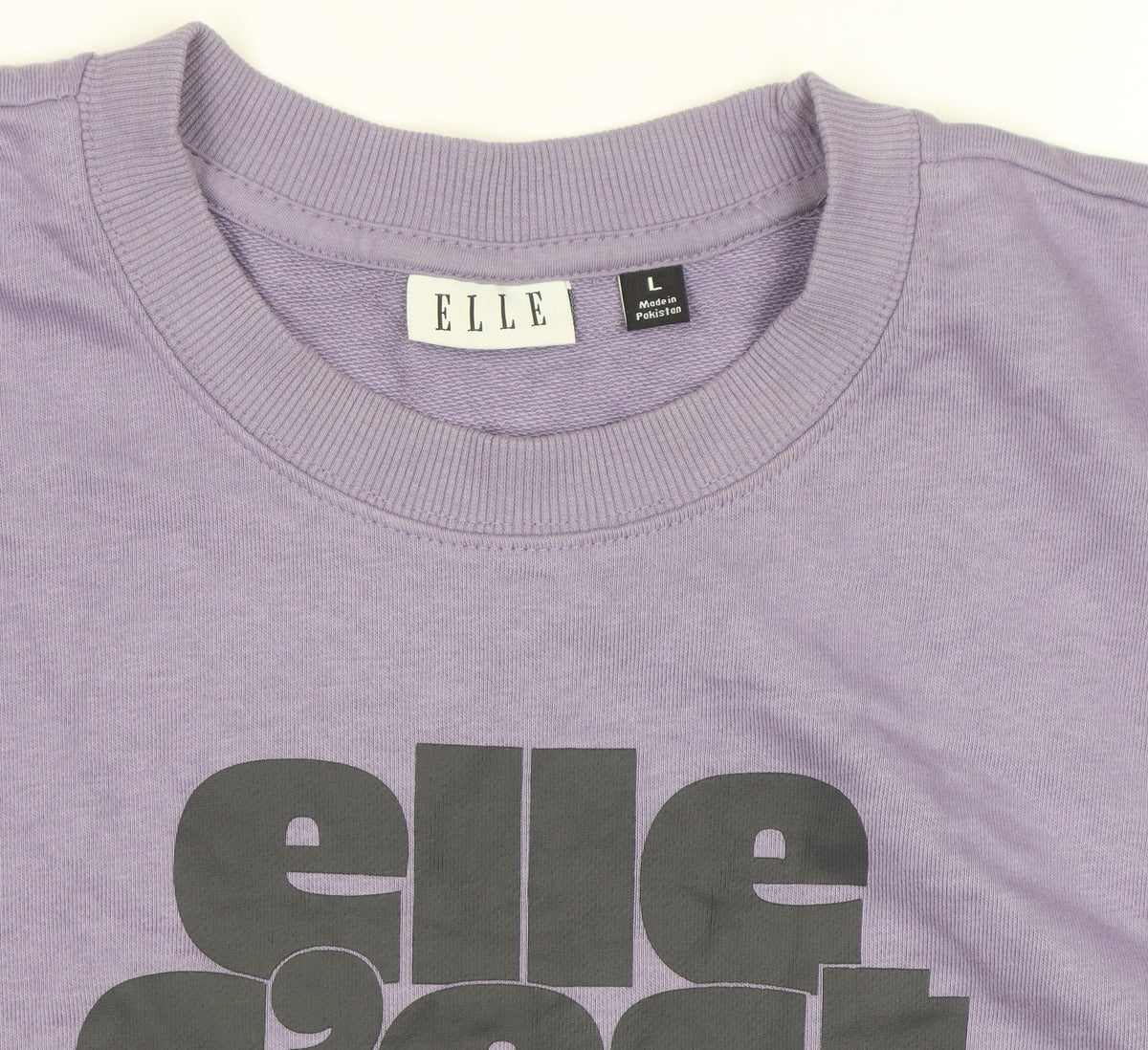 ELLE Mens Purple Graphic Print Crew Neck Sweatshirt L