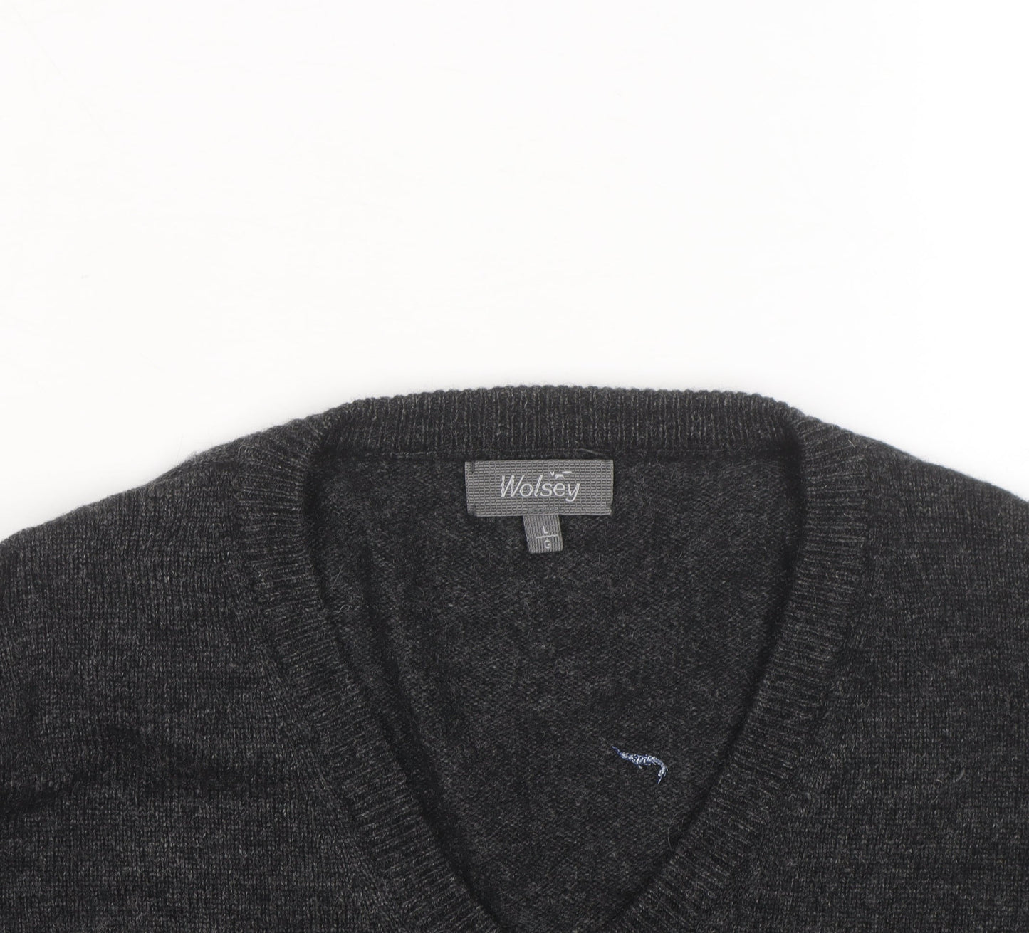 Wolsey Men’s Grey Wool V-Neck Pullover Jumper Size L