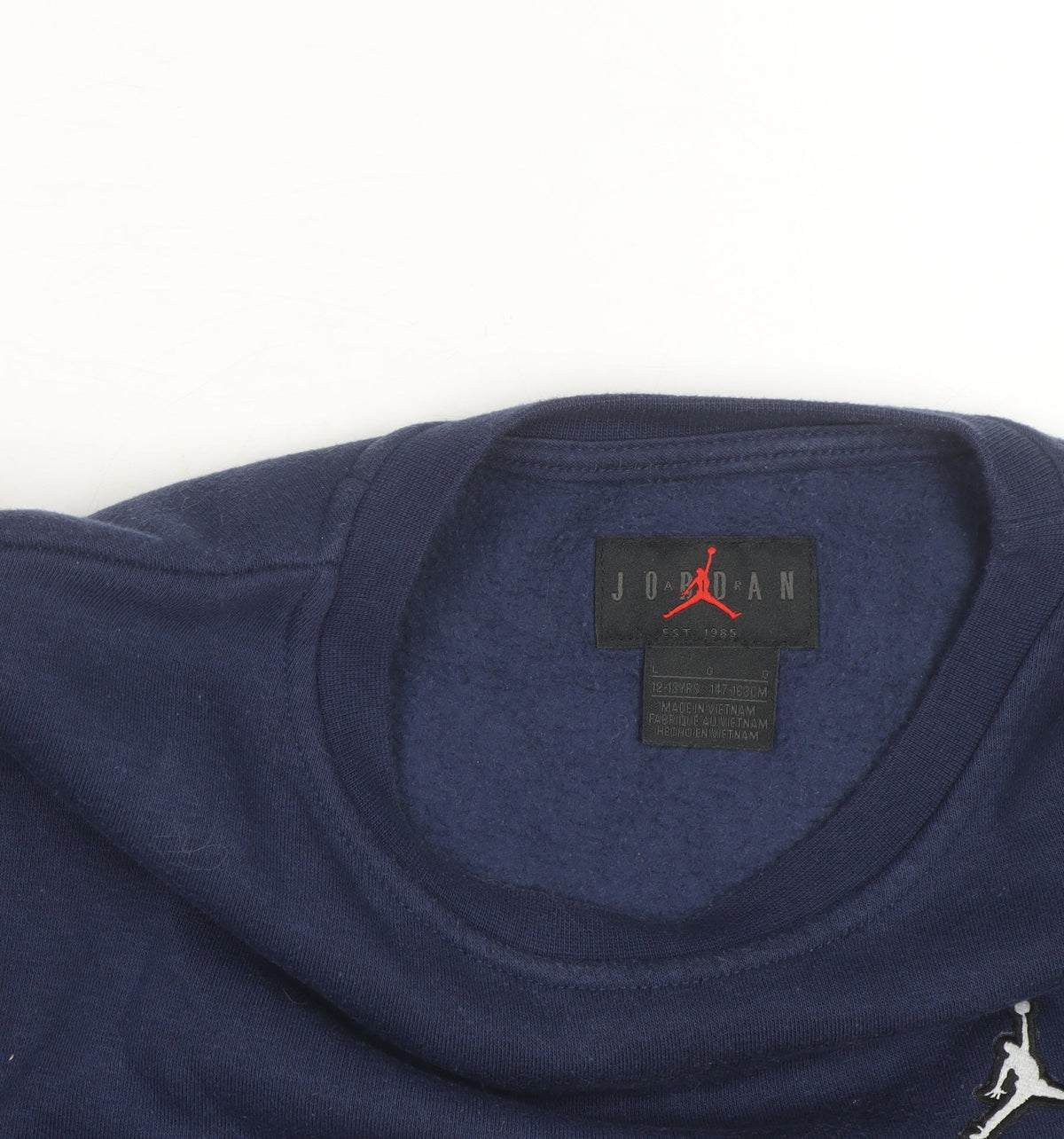 Additional view of Jordan boys’ blue pullover crew neck fleece sweatshirt 12-13 years