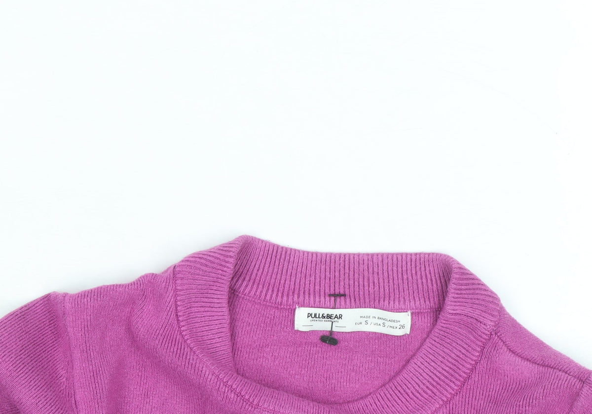Pull&Bear Women’s Pink Mock Neck Slim Fit Knit Jumper Size 8