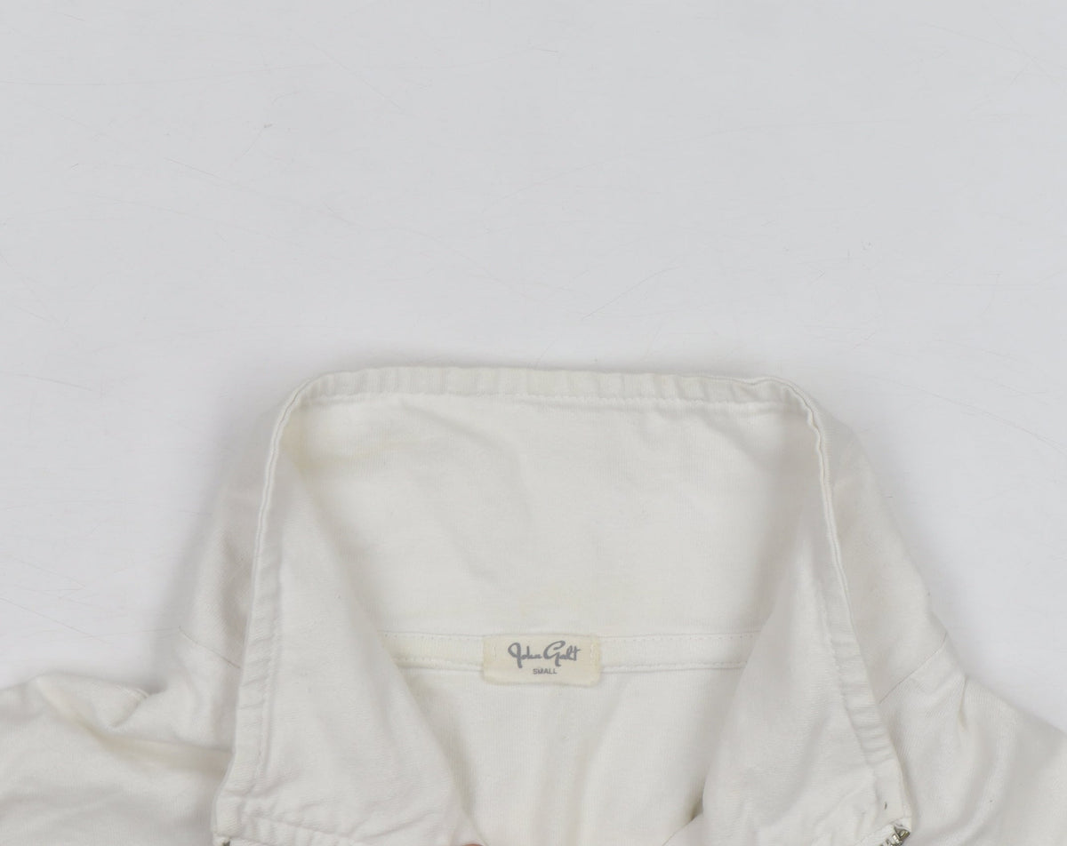 John Galt Men White 1/4 Zip Pullover Sweatshirt Small Cotton Norway 1984
