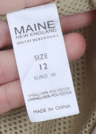 Brand and care label for Maine New England Women’s Beige Full Zip Softshell Jacket, size UK 12