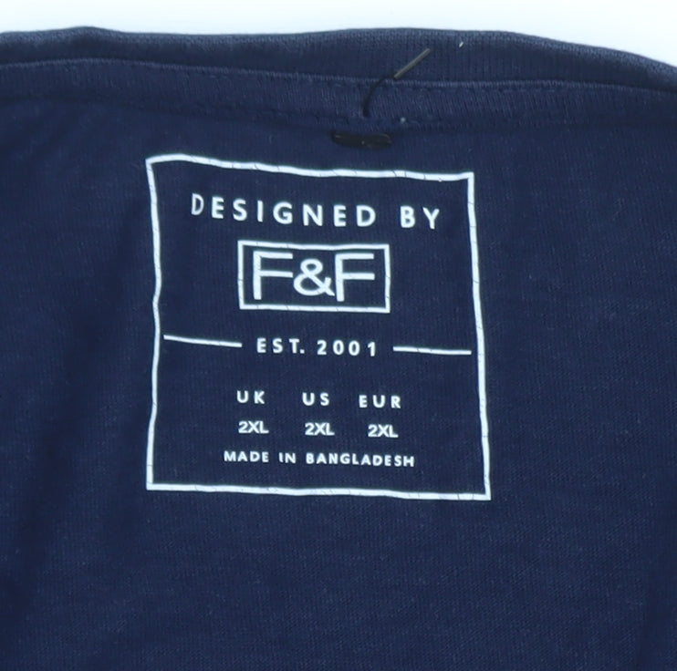 F&F Men’s Navy King of the BBQ Graphic T-Shirt 2XL Cotton Summer Top