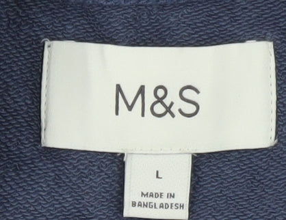 Marks & Spencer Men's Blue L Pullover Sweatshirt Crew Neck Cotton