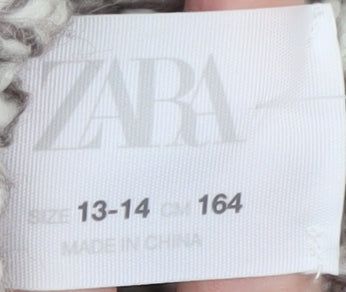 ZARA Girls Grey & Ivory Roll Neck Pullover Jumper Size 13-14 Years Wool Blend