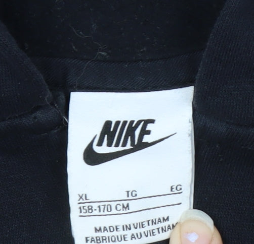 Nike Boys Black Full Zip Hoodie XL 158-170cm Cotton Blend Lined Casual
