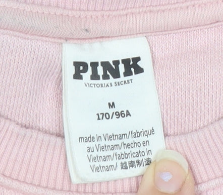 Victoria's Secret PINK Women's Pink Medium Pullover Sweatshirt Heart Rhinestone