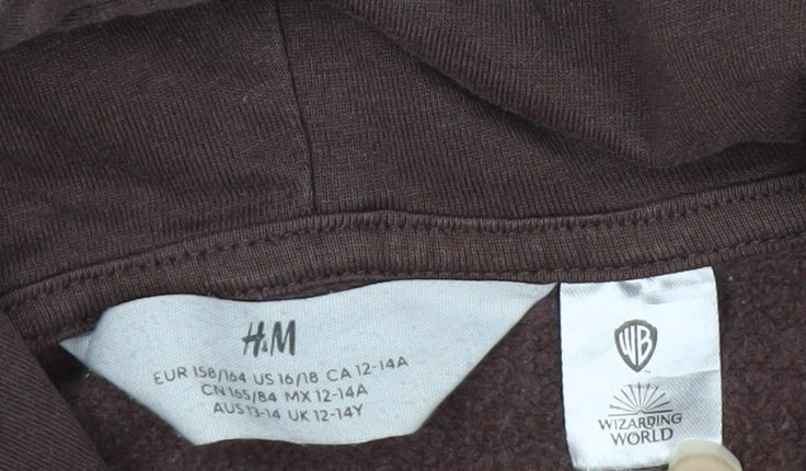 H&M Teens Brown Hedwig Graphic Full Zip Hoodie 13-14 Years
